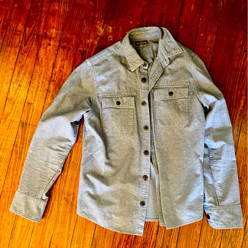 LL Bean button down grey shirt